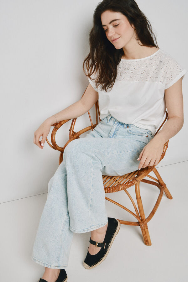 Vero Moda Top de manga curta com detalhes vazados Branco