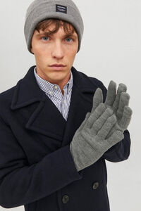 Cortefiel Jersey-knit gloves with recycled polyester Grey