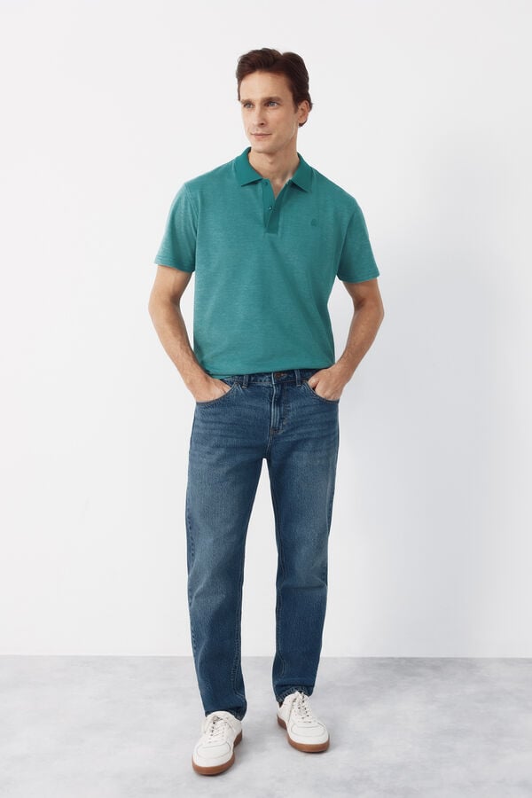 Cortefiel Textured polo shirt Green