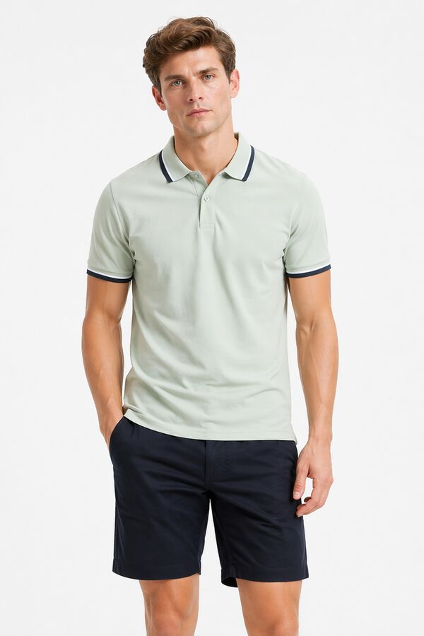 Selected Piqu&eacute; short sleeve polo shirt Kaki