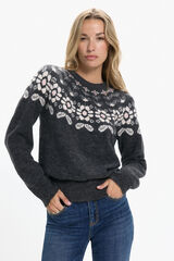 Vero Moda Camisola estampado de manga comprida feminino Cinzento