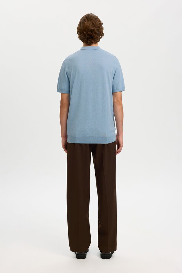 Selected Polo manga curta em malha Azul