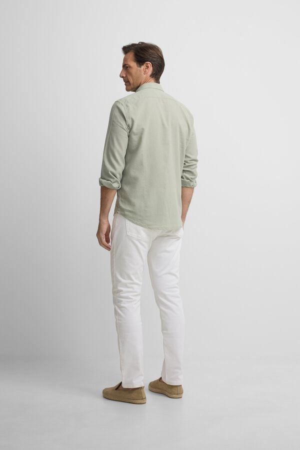 Silbon Camisa sport em linho m&eacute;dio Verde