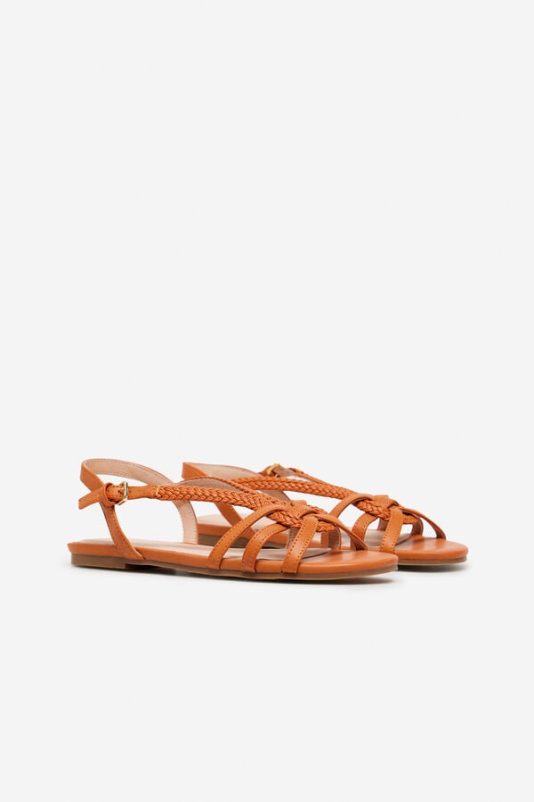 Cortefiel Braided sandals Coral