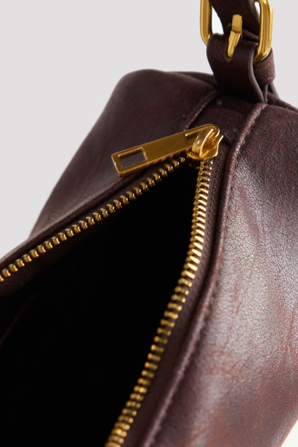 Cortefiel Shoulder barrel bag Dark brown