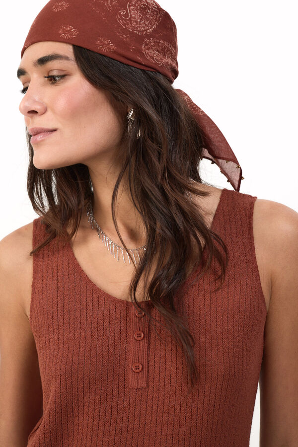 Slowlove Top tirantes botones Castanho