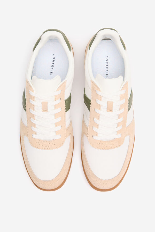 Cortefiel Leather and textile sneaker White