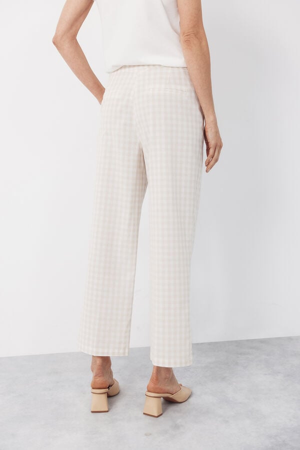 Cortefiel Gingham trousers Printed white