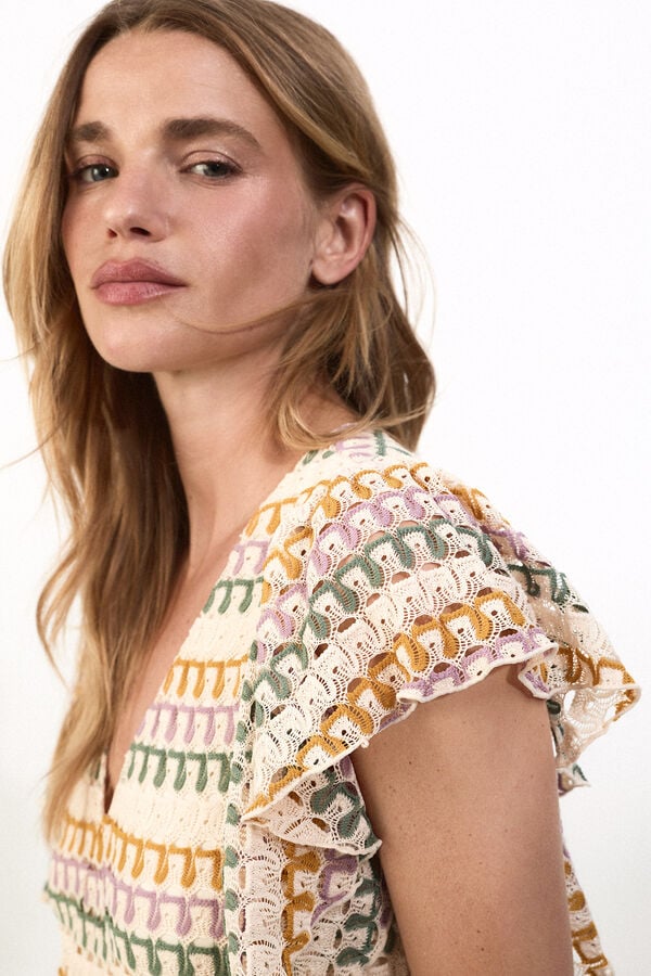Cortefiel Vestido com estrutura multicolor Laranja