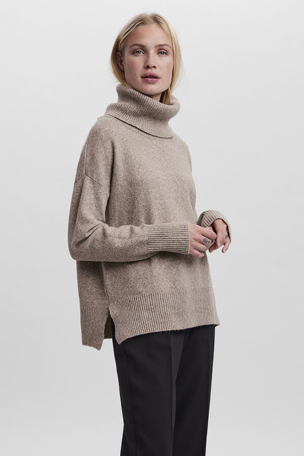 Vero Moda Jersey de punto cuello vuelto Brown
