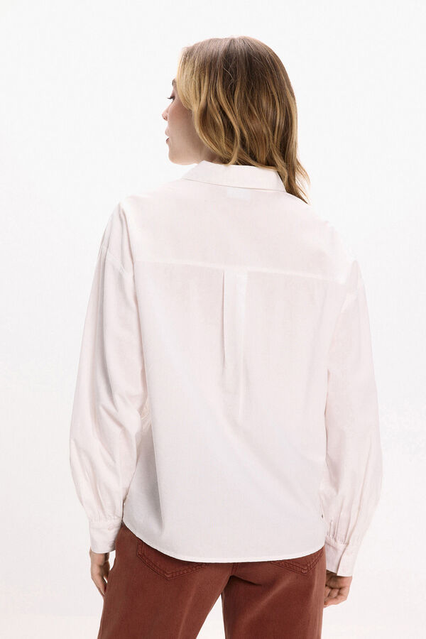 Vila Camisa de viscose e algodão com renda Branco