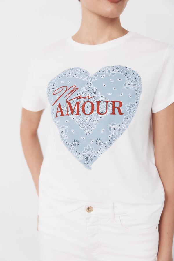 Cortefiel Positional print t-shirt Blue