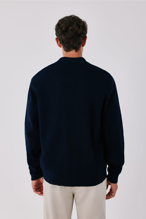 Cortefiel Cotton knit overshirt jumper Navy