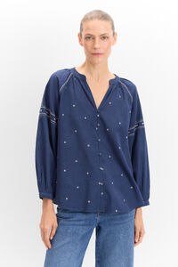 Cortefiel Blusa bordado floral Navy