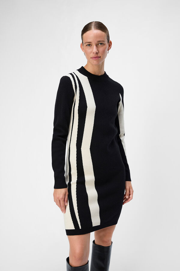 Object Vestido punto estampado Negro