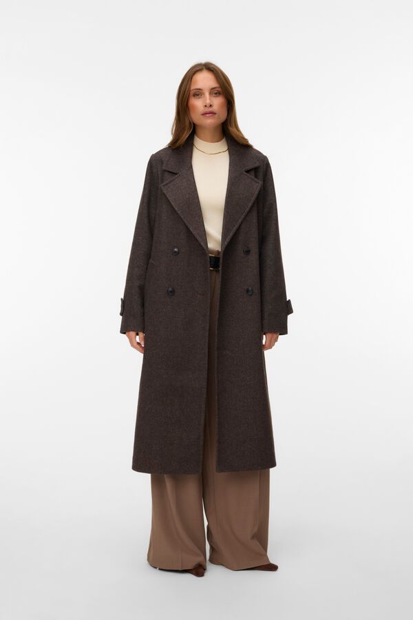 Vero Moda Sobretudo comprido cruzado Castanho