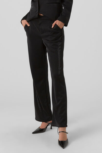 Cortefiel Dress trousers in shiny fabric Black