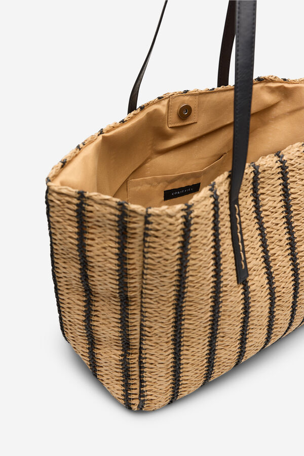 Cortefiel Bolso shopper estampado rayas Estampado marr&oacute;n