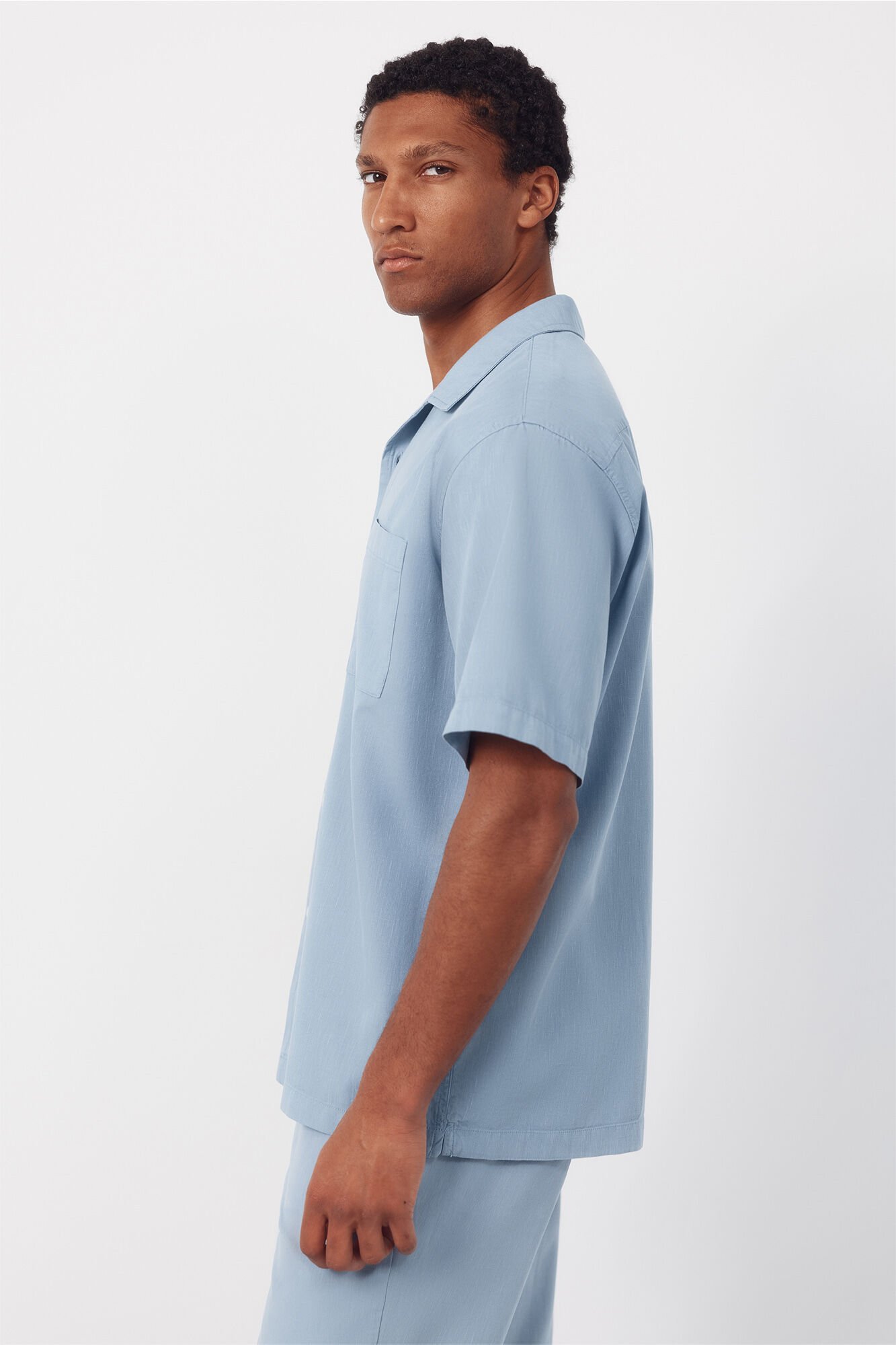 Cortefiel Plain short sleeve bowling collar shirt