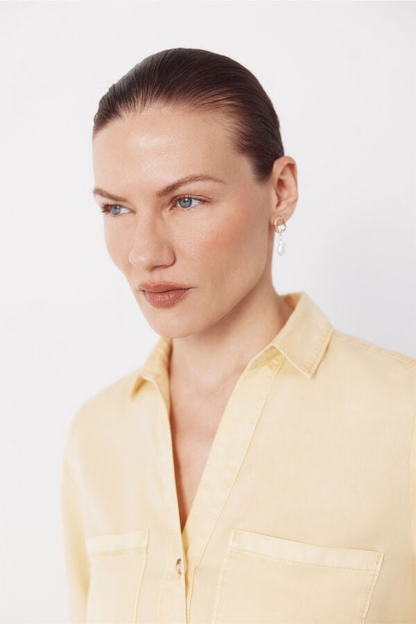 Cortefiel Tencel denim shirt Gold