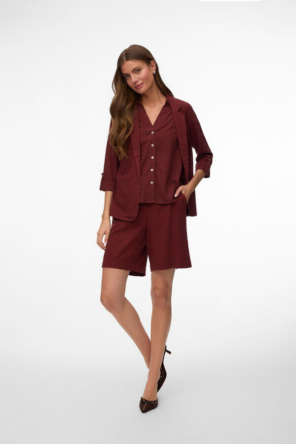 Vero Moda Blazer de mulher aberto com aba Castanho