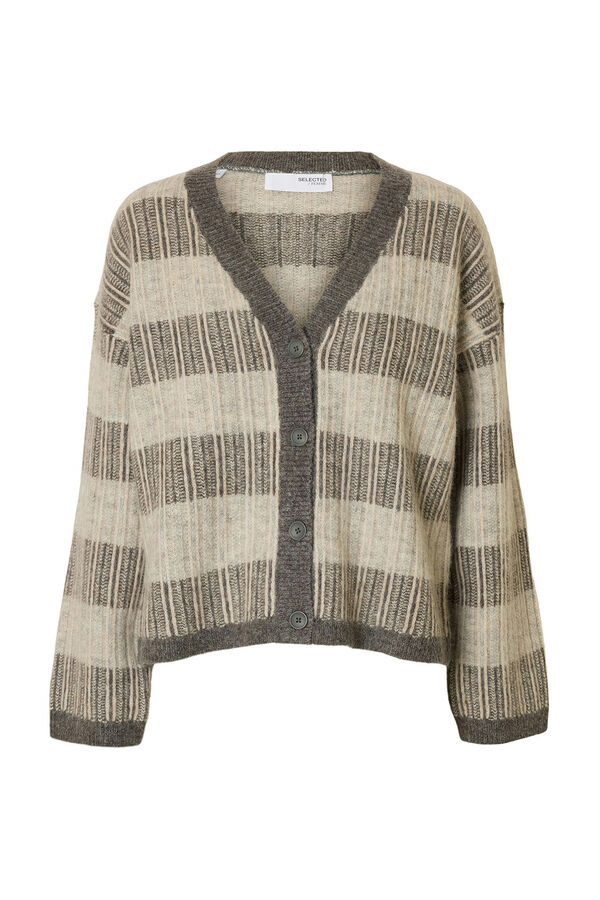 Selected Casaco de malha de gola em bico de alpaca e lã Cinzento