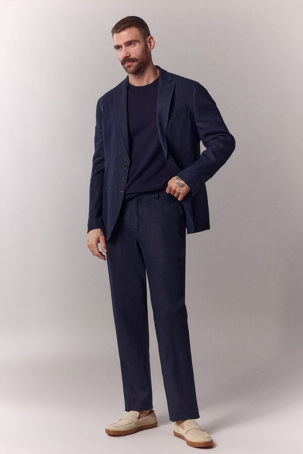 OOTO Linen blend matching blazer Navy