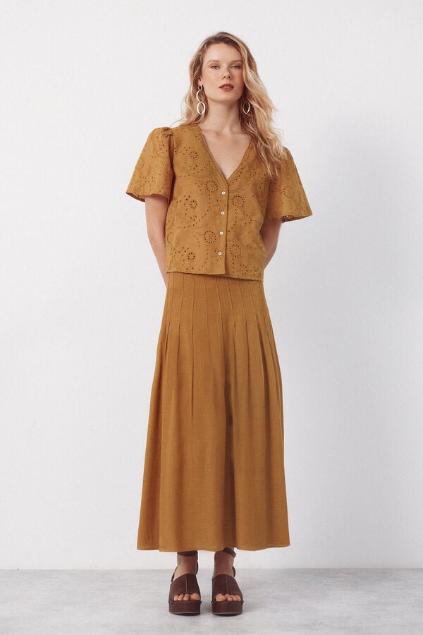 Cortefiel Blusa bordada Amarelo