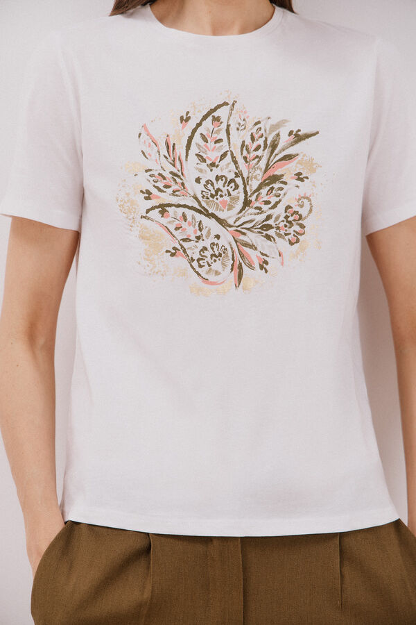 Cortefiel Camiseta estampada Marfil