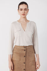 Cortefiel T-shirt with pockets Beige