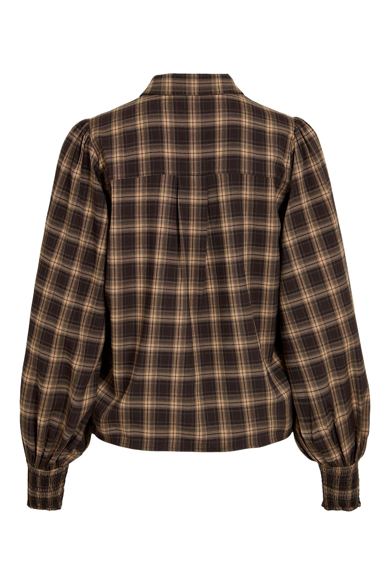 Vila Camisa de cuadros con manga abullonada