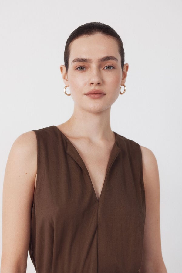 Cortefiel Piqu&eacute; jersey-knit mono Camel