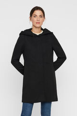 Cortefiel Hooded long-sleeved coat Black