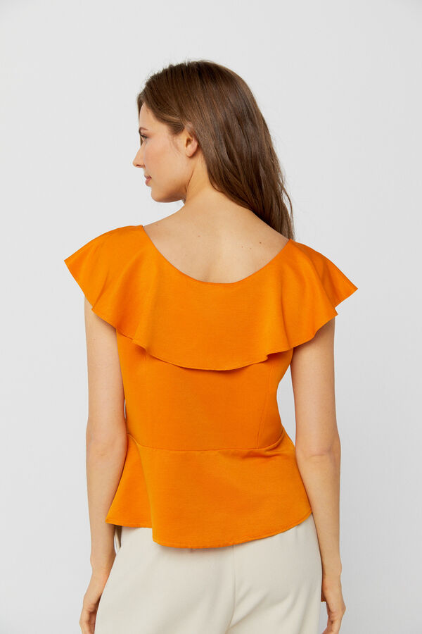Cortefiel Flounced neckline blouse Orange
