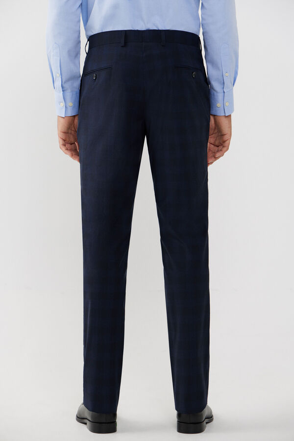 Cortefiel Slim fit checked trousers Navy