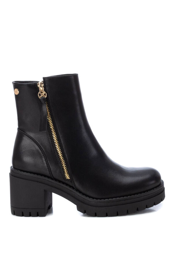 XTI Botins feminina de salto alto com fecho-&eacute;clair Preto