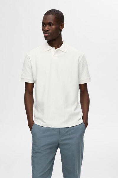 Cortefiel Short sleeve textured polo shirt in 100% organic cotton.  White