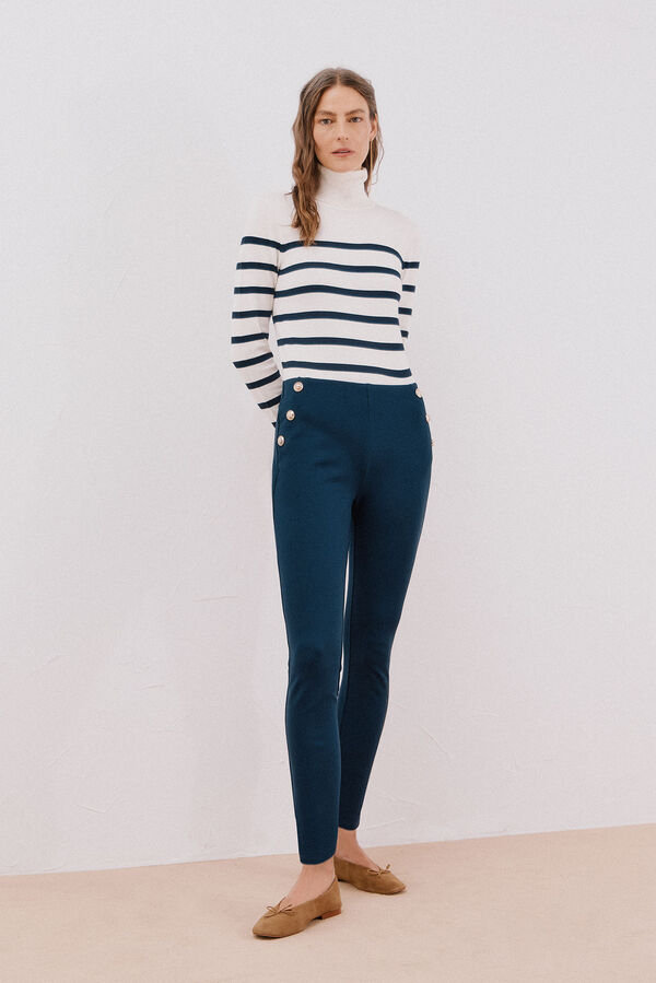 Cortefiel Women's jersey-knit leggings Navy