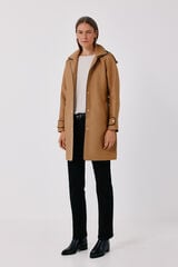 Cortefiel Satin-finish detachable hood trench Beige