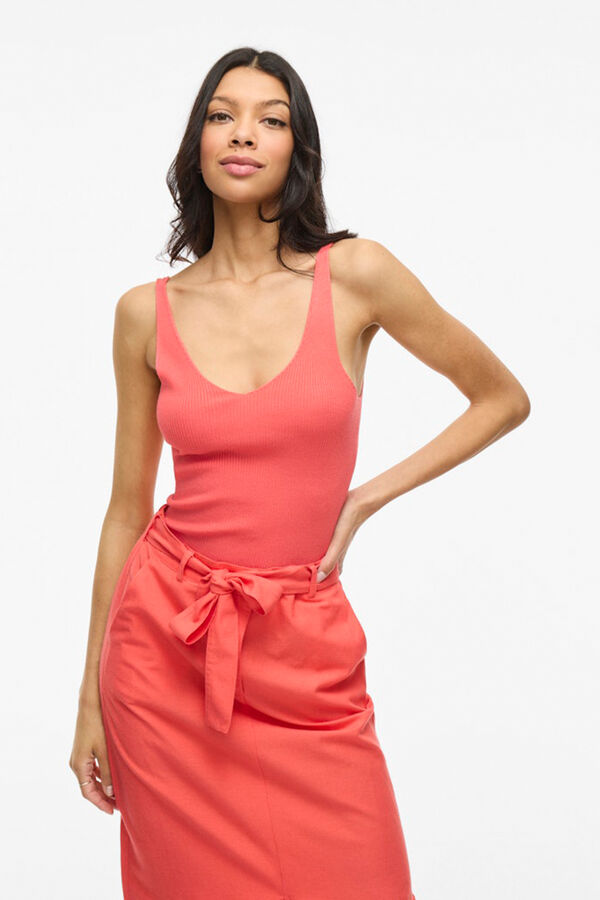 Vila straps jersey-knit top with viscose Pink