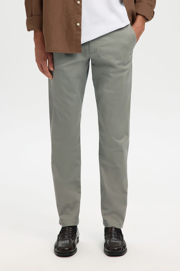 Selected Slim fit chinos pants made with organic cotton  Green