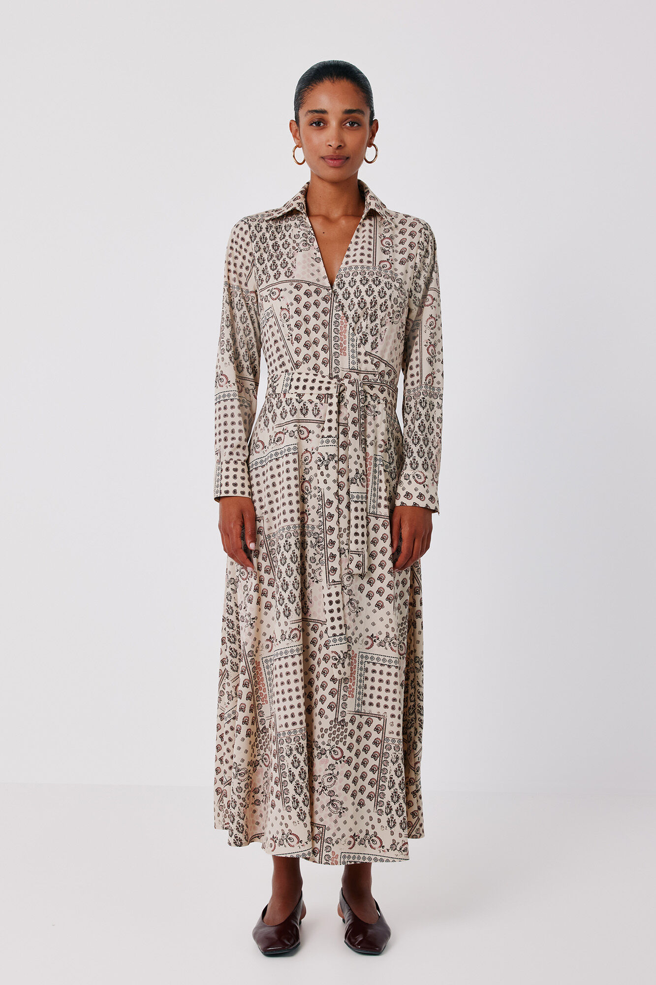 Cortefiel Printed wrap shirt dress