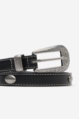 Cortefiel Thin cowboy belt Black