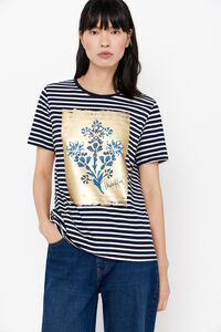 Cortefiel Floral printed T-shirt Printed blue