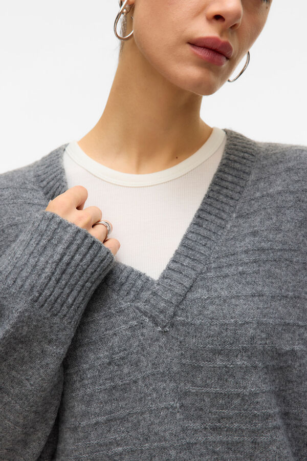 Vero Moda Camisola básico de malha Cinzento