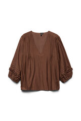 Vero Moda Curve Blusa fluida com manga a tr&ecirc;s quartos Castanho