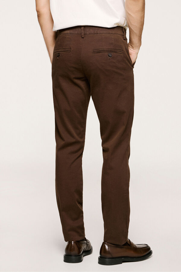 Selected Calça calças chino slim fit feita de algodão orgânico  Castanho