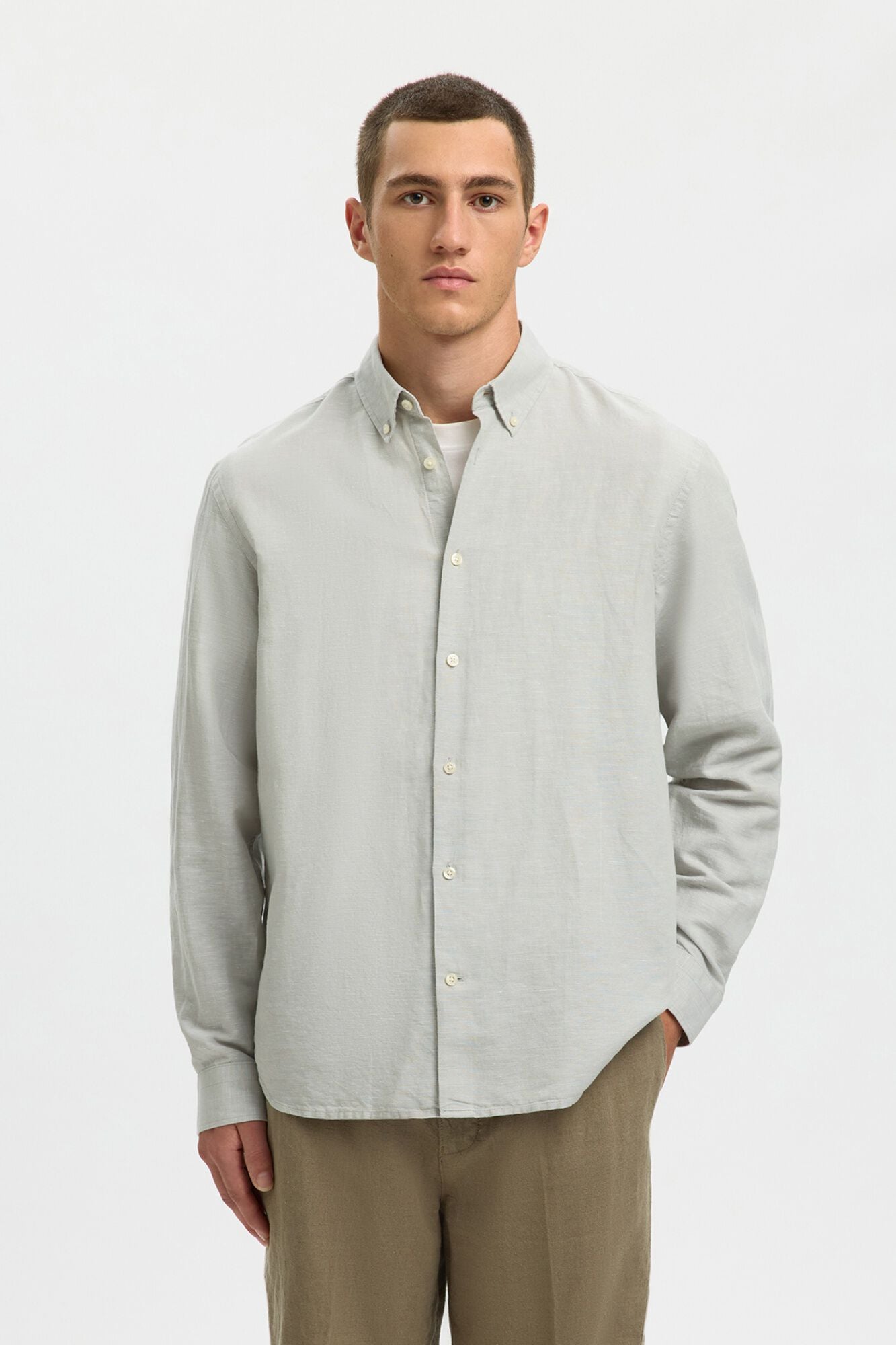 Selected Camisa de manga comprida em linho