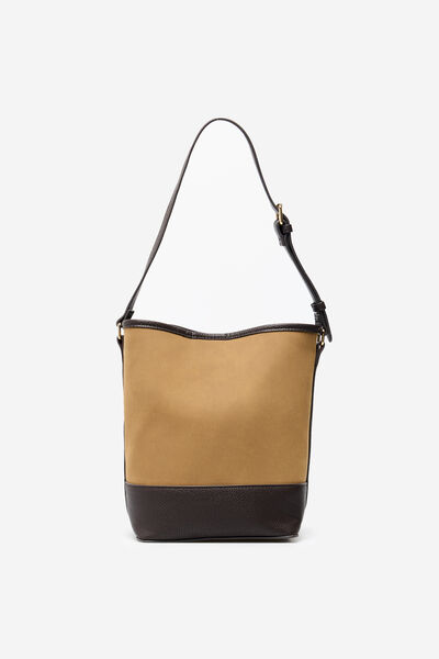 Cortefiel Bolsa hobo bimaterial Castanho