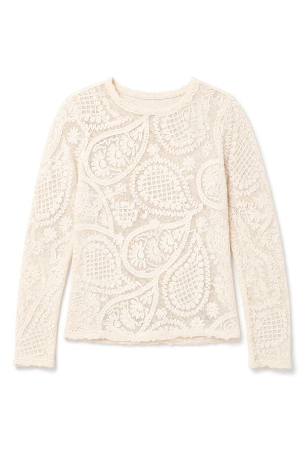 Slowlove Top crochet floral Marfil